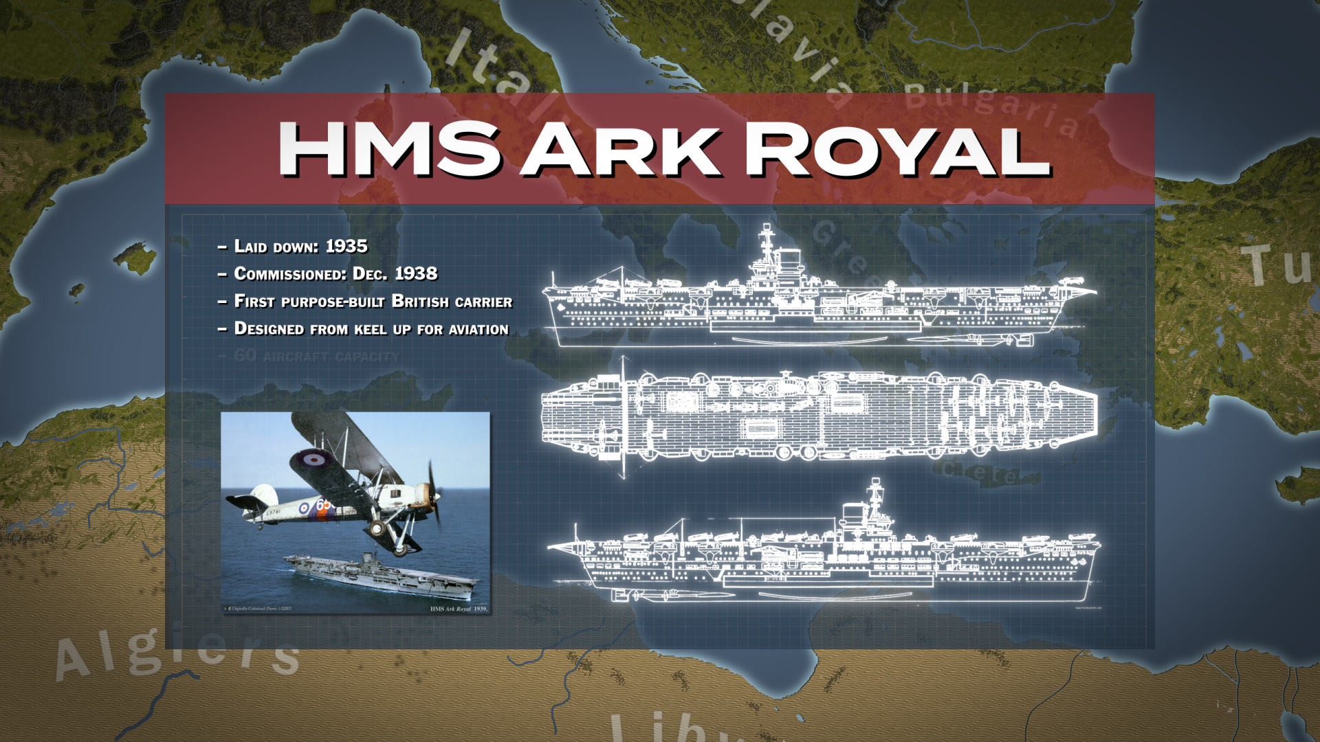 Animated naval technical graphic for HMS Ark Royal